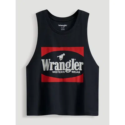 Wrangler Western Wear Crop Festival Tank In Washed Black