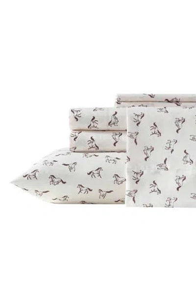 Wrangler Wild Horses Print Microfiber Sheet Set In White