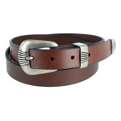 Wrangler Women's 3 Piece Belt With Veg Tanned Leather In Brown