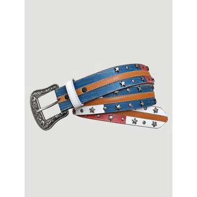 Wrangler Women's Americana Leather Belt In White In Multi