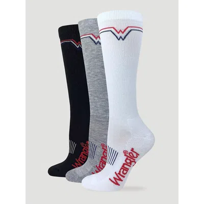 Wrangler Women's Americana "w" Boot Socks (3-pack) In Americana In Multi