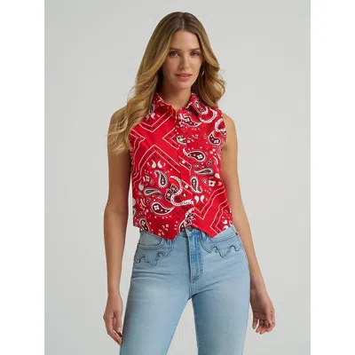 Wrangler Women's Bandana Print Shirt Vest In Red