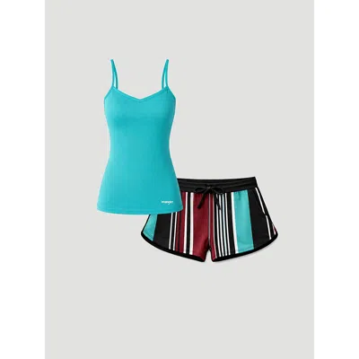 Wrangler Women's Brushpopper Cami And Shorts Pajama Set In Primary Red In Multi