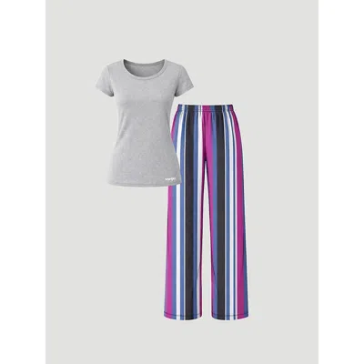 Wrangler Women's Brushpopper Short Sleeve Pajama Set In Pink Mix In Multi