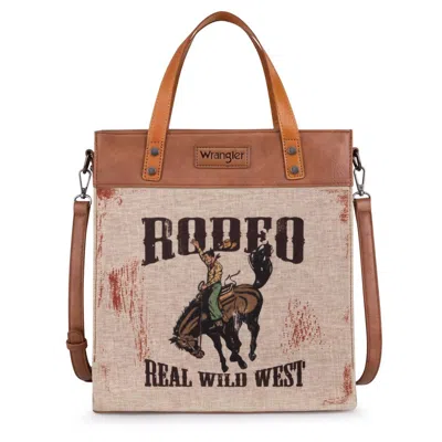 Wrangler Women's Canvas Tote Crossbody Purse In Brown
