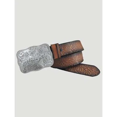 Wrangler Women's Carved Buckle Belt In Brown
