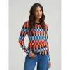 Wrangler Checked Long Sleeve Knit Top In Multi