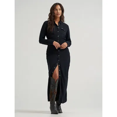 Wrangler Women's Cinched Maxi Dress In Black Fade In Multi