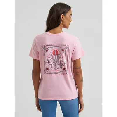 Wrangler Women's Climb In The Saddle Pocket Tee In Romance Rose In Pink