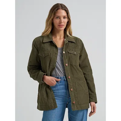 Wrangler Women's Corduroy Quilt-lined Barn Jacket In Green