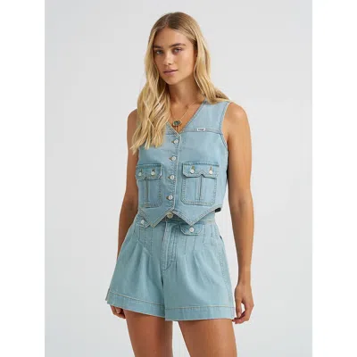 Wrangler Women's Country Estate Denim Vest In Pale Denim