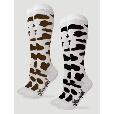 Wrangler Women's Cow Print Boot Sock (2-pack) In White/black