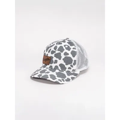 Wrangler Women's Cow Print Mesh Trucker Hat In White