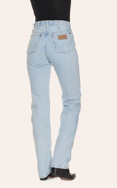 Wrangler Women's Cowboy Cut Bleach High Rise Slim Fit Straight Leg Jeans In Blue