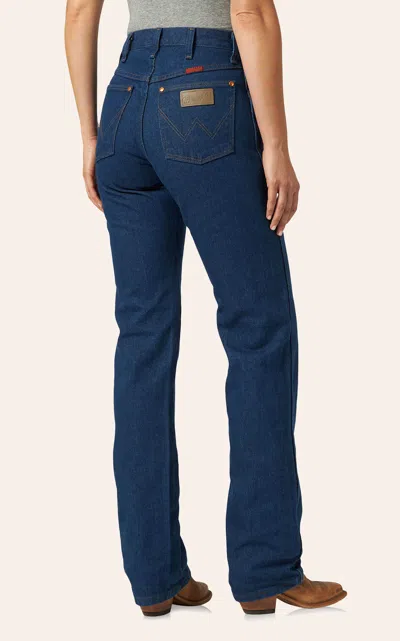 Wrangler Women's Cowboy Cut Dark High Rise Slim Fit Straight Leg Jeans In Blue