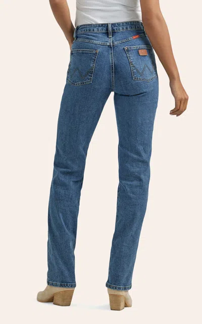 Wrangler Women's Cowboy Cut Dark Wash High Rise Straight Leg Jeans In Blue
