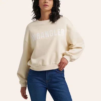 Wrangler Women's Cream Satin Logo Sweatshirt In Neutral