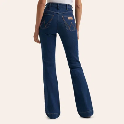 Wrangler Women's Dark Wash Bell Trouser Riding Jean In Dark Stonewash