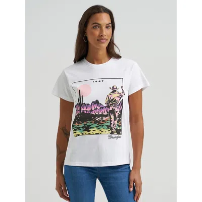 Wrangler Women's Desert Vista Retro Regular Fit Tee In Bright White