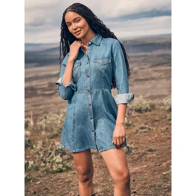 Wrangler Women's Fit And Flare Dress In Spirit In Blue