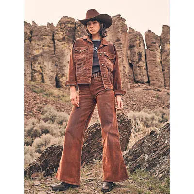 Wrangler Women's Flocked Trousers In Cinnamon Chill In Brown