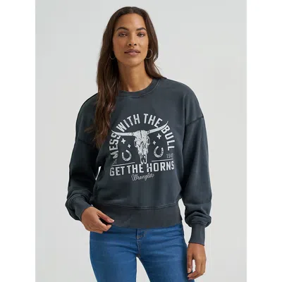 Wrangler Women's Get The Horns Cropped Sweatshirt In Jet Black