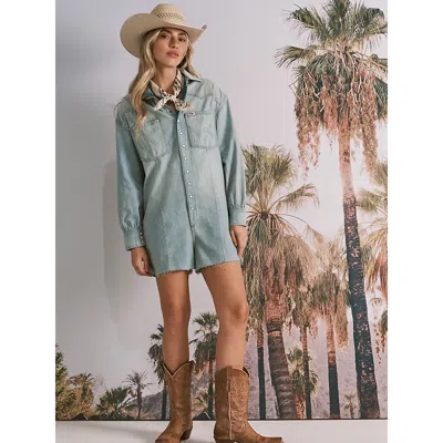 Wrangler Women's Heritage Playsuit In Pale Blue Wash
