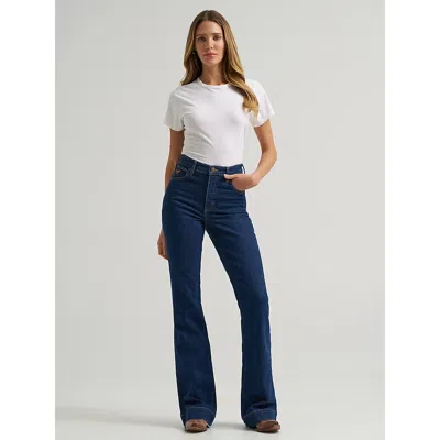 Wrangler Women's High Rise Bell Trouser  Riding Jean In Emerie In Blue