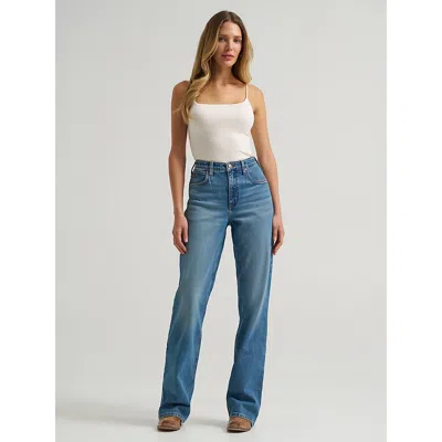 Wrangler Women's High Rise Skylar Relaxed Bootcut  Riding Jean In Ryan In Blue
