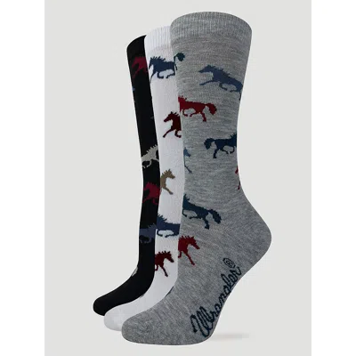 Wrangler Women's Horse Crew Sock (3-pack) In Multi Americana