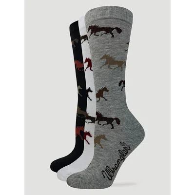 Wrangler Women's Horse Crew Sock (3-pack) In Multi Vintage