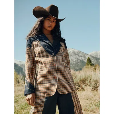 Wrangler Women's Houndstooth Blazer In Rinse In Neutral