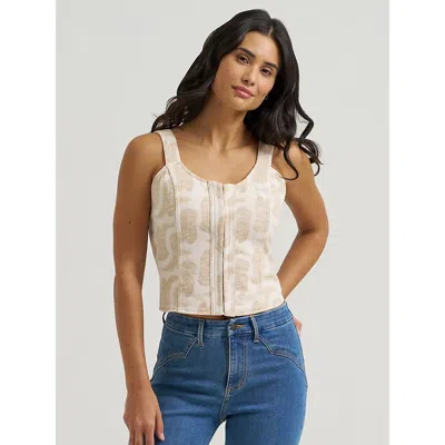 Wrangler Women's Jacquard Corset Top In Beige In White