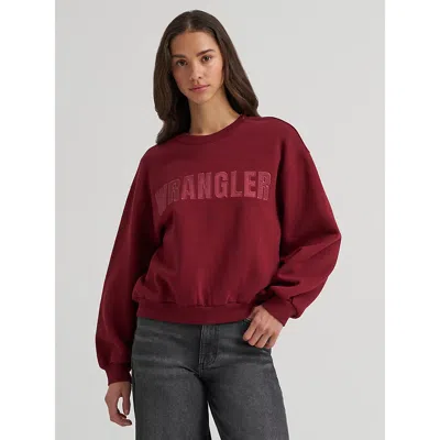 Wrangler Women's Logo Canyon Crew Pullover In Cabernet In Red