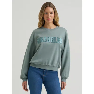 Wrangler Women's Logo Canyon Crew Pullover In Stormy Sea In Blue