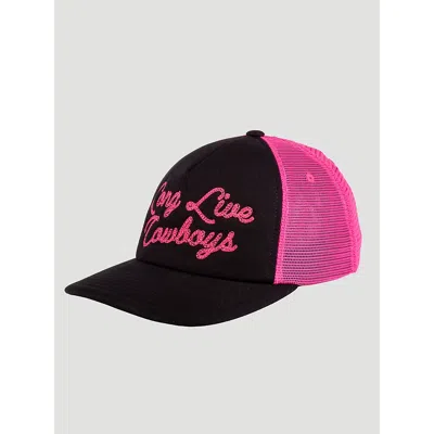 Wrangler Women's Long Live Cowboys Baseball Cap In Black/pink