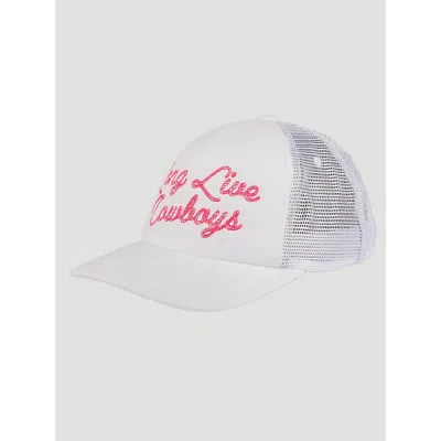 Wrangler Women's Long Live Cowboys Baseball Cap In White