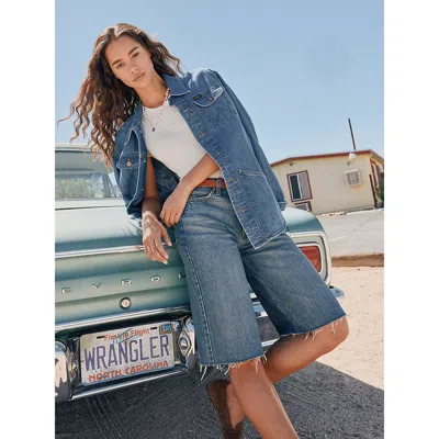 Wrangler Women's Low Rise Jort In Stormy Dust In Blue