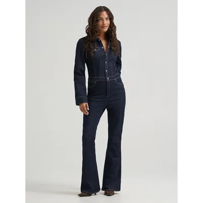 Wrangler Women's Montana Denim Coverall In Dark Stone In Blue - Dark