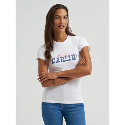 Wrangler Women's Nobody's Darlin' Shrunken Band Tee In Bright White