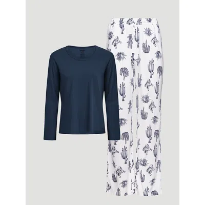 Wrangler Women's Pajama Set In White/navy In Multi