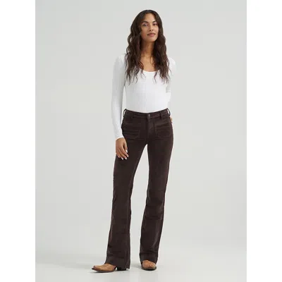 Wrangler Women's Patch Pocket Velour Jean In Chocolate Torte In Brown