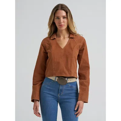 Wrangler Women's Prairie Popover Corduroy Shirt In Brown