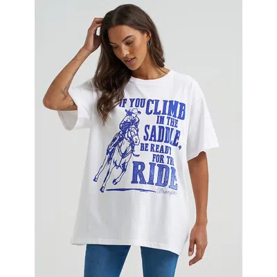 Wrangler Women's Ready For The Ride Oversized Tee In Bright White