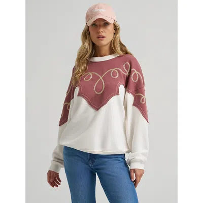 Wrangler Women's Relaxed Western Sweatshirt In Melody In Pink