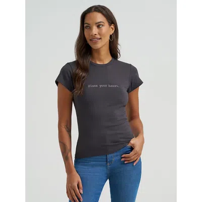 Wrangler Women's Rhinestone Bless Your Heart Shrunken Band Tee In Phantom In Black