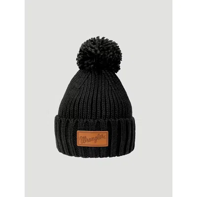 Wrangler Women's Ribbed Pom Pom Beanie In Black