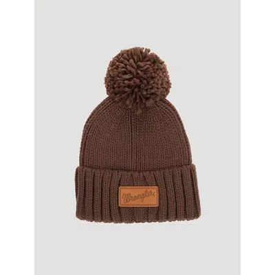 Wrangler Women's Ribbed Pom Pom Beanie In Brown
