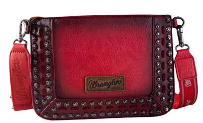 Wrangler Women's Rivets Wristlet Crossbody Bag In Red