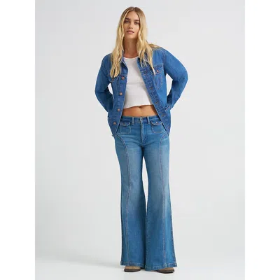 Wrangler Women's Seamed 70's Flare Jean In Hazy Horizon In Blue